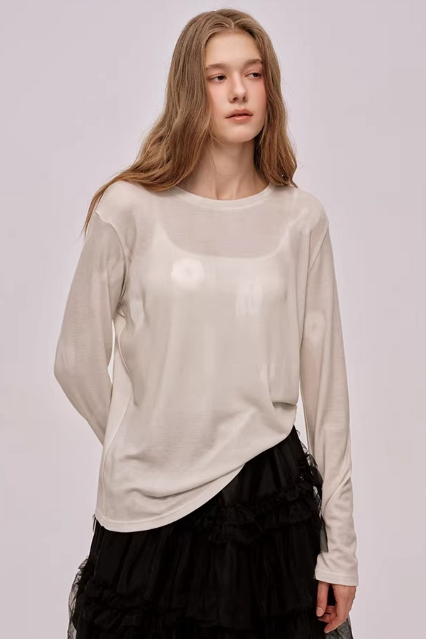 Pull romantique en lyocell et laine