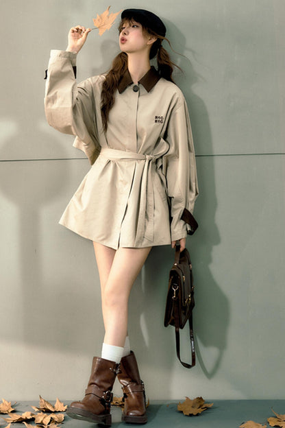 Retro Waisted Trench Coat