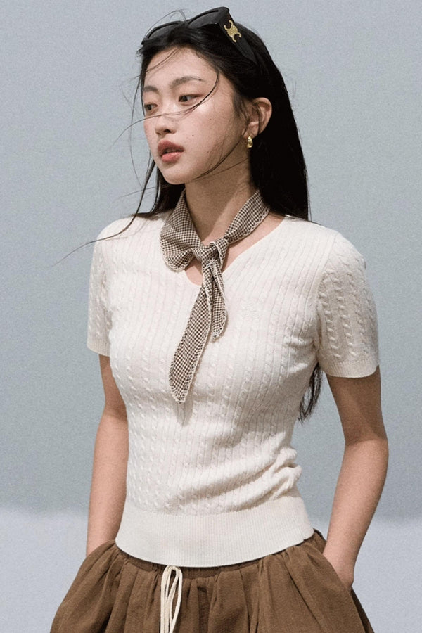 Soft Wool V-Neck Knit Top