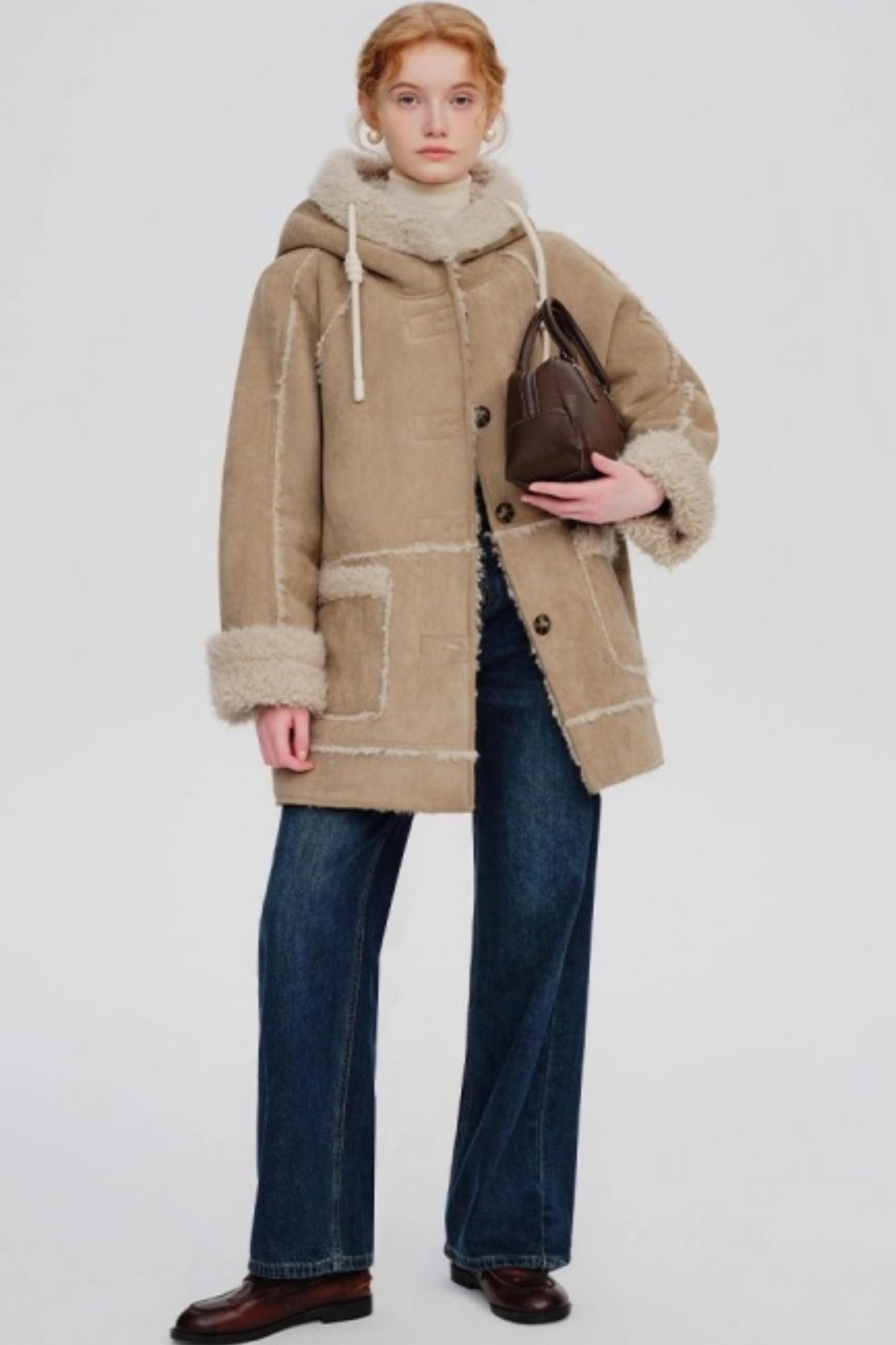 Hooded Suede Wool Jacket