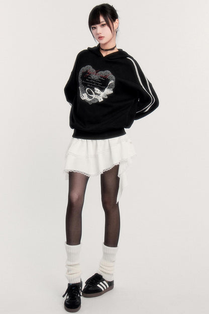 Sports Hooded Top & Skirt Set-Up