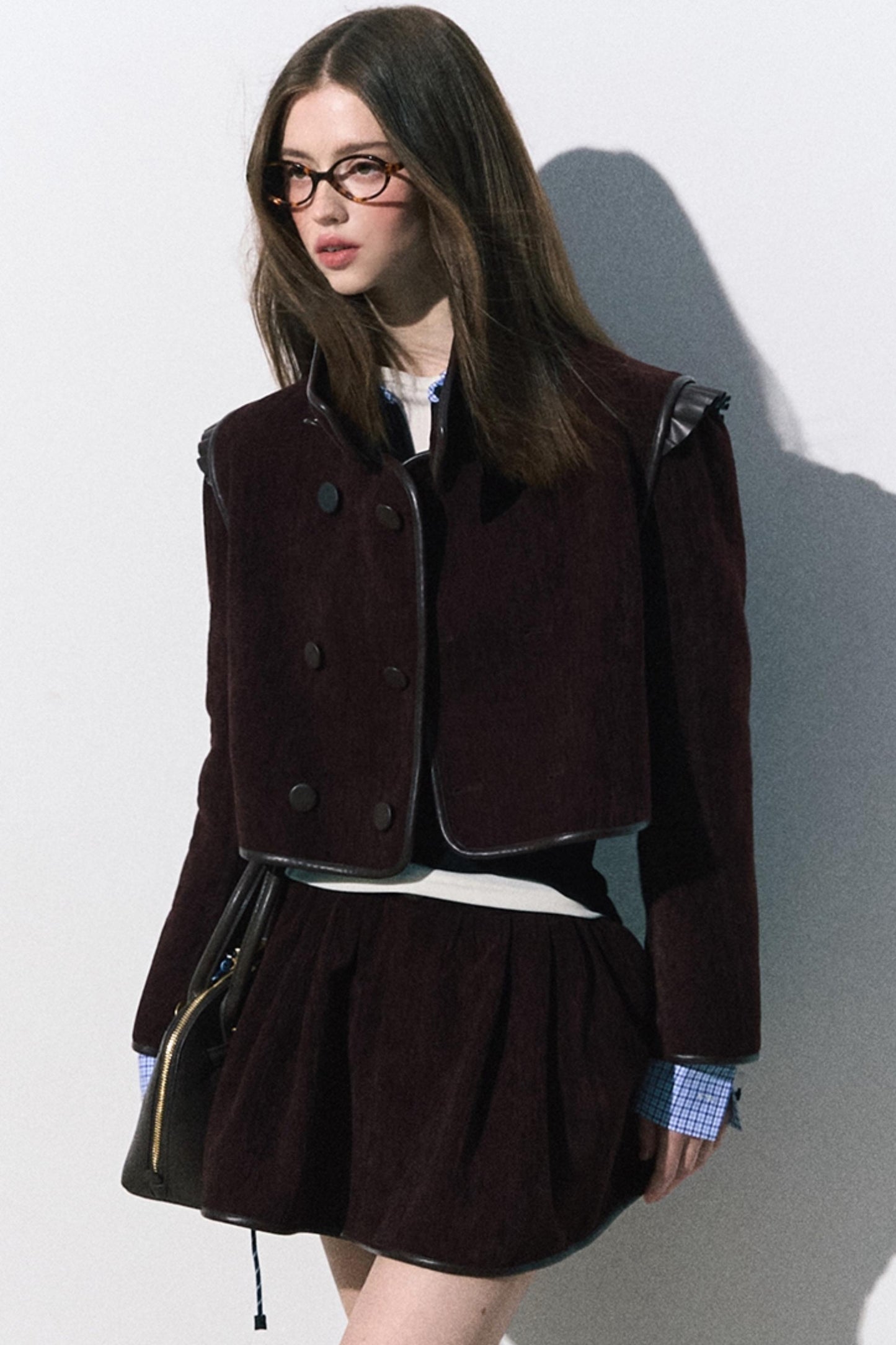 HEAVY VELVET SHORT JACKET AND SKIRT Set-UP