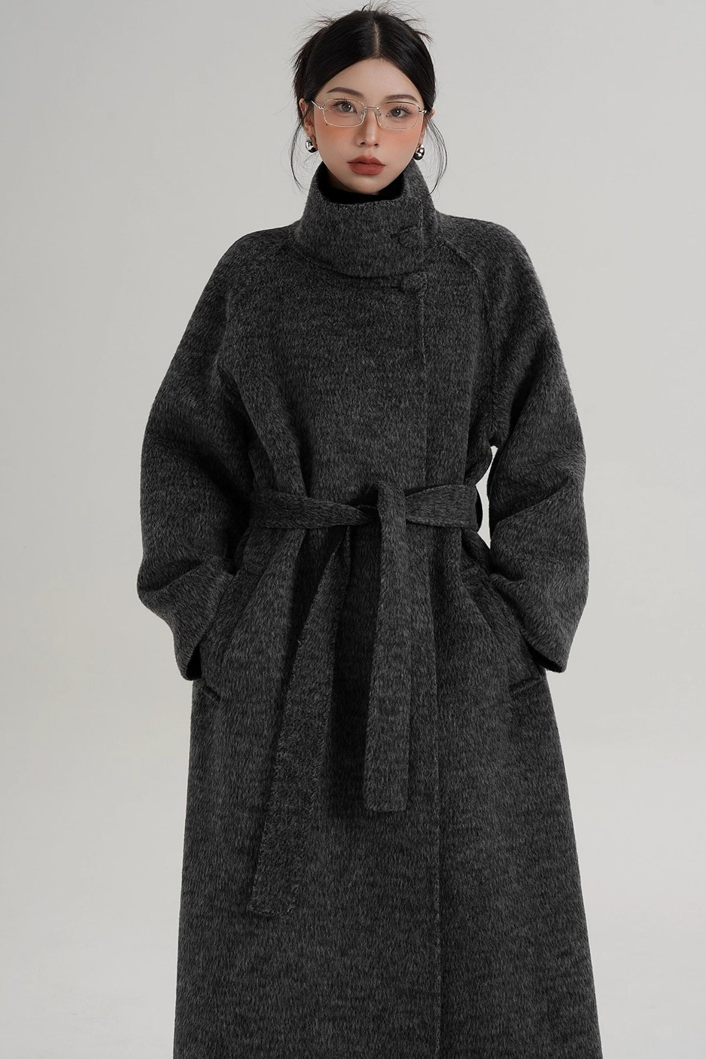Elegant Athens Gray Wool Coat