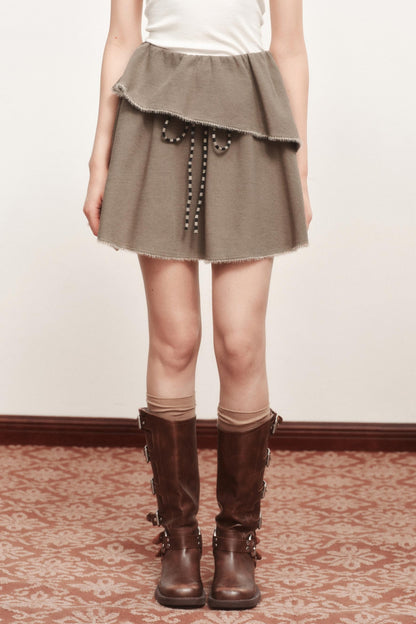 Folding Lace-Up Short Skirt