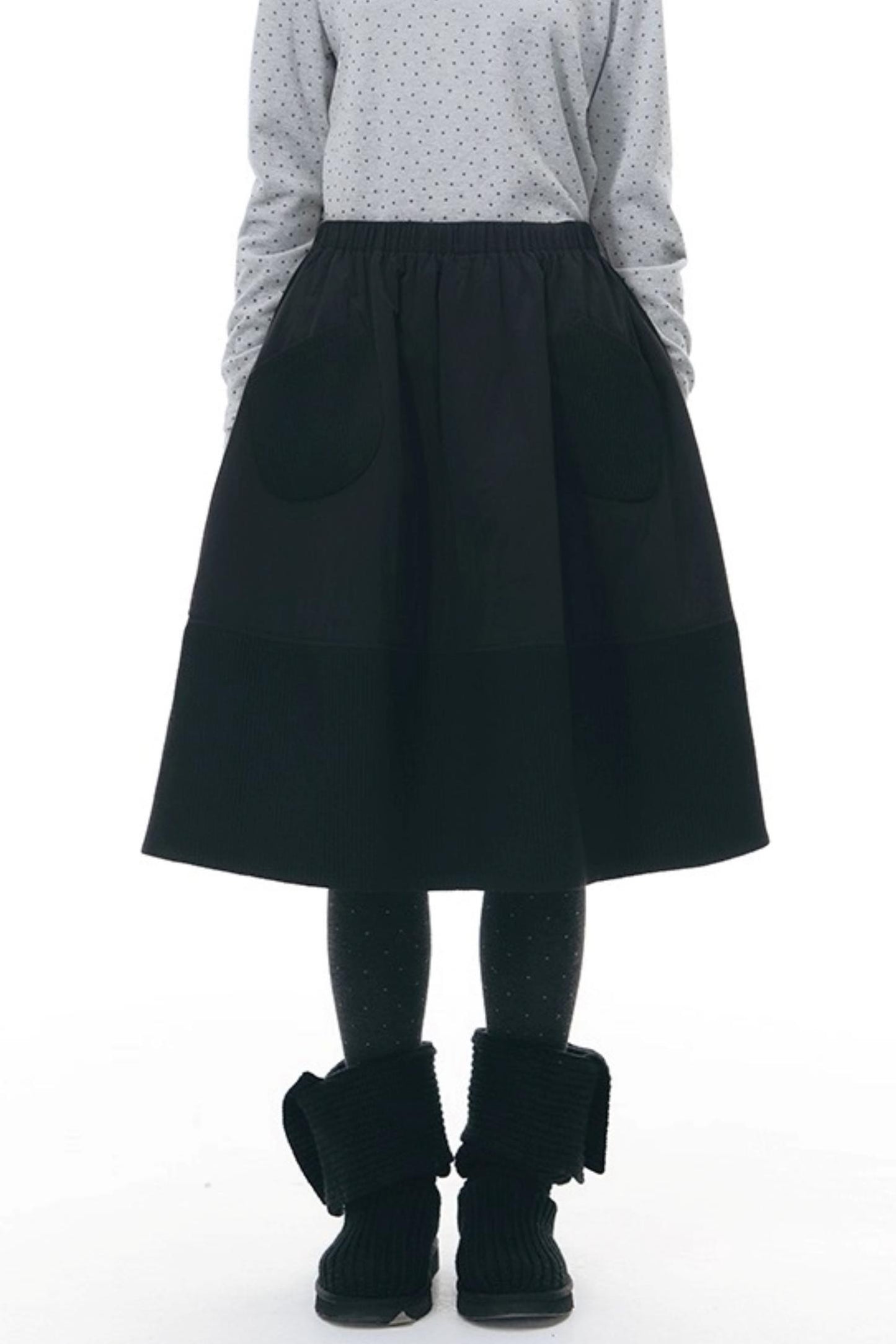 Textured Quilted A-Line Skirt