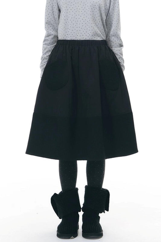 Textured Quilted A-Line Skirt