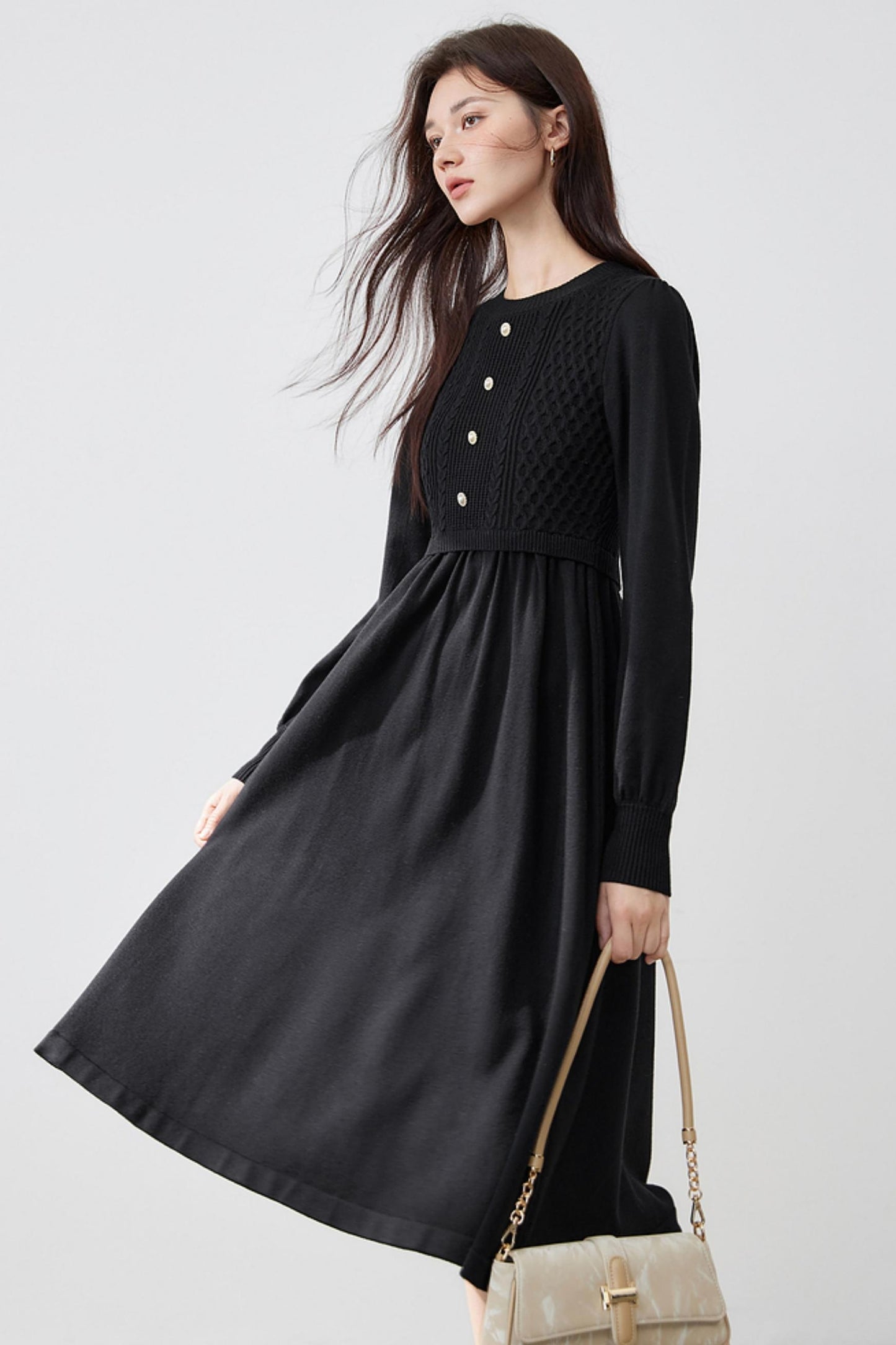 French Knit Sweater Waist Dress