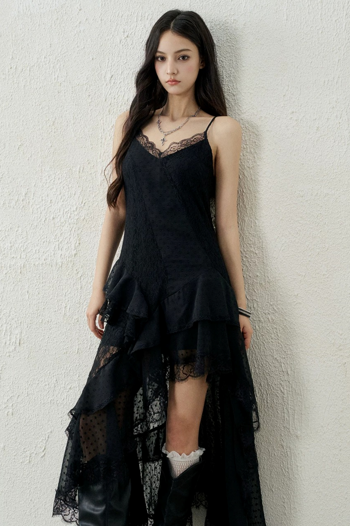 Ghostly Lace Irregular Dress