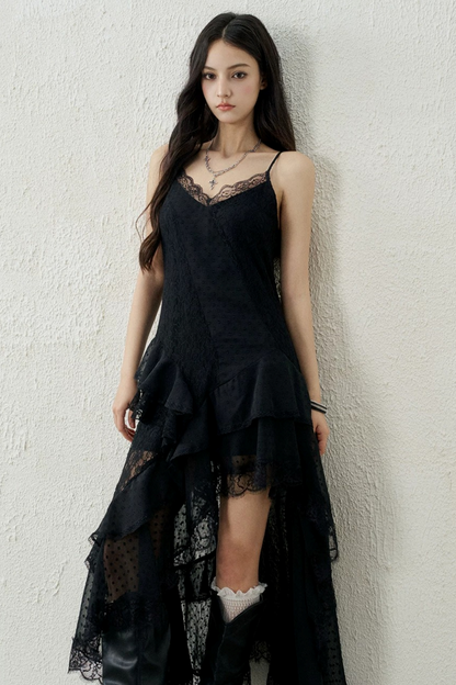 Ghostly Lace Irregular Dress