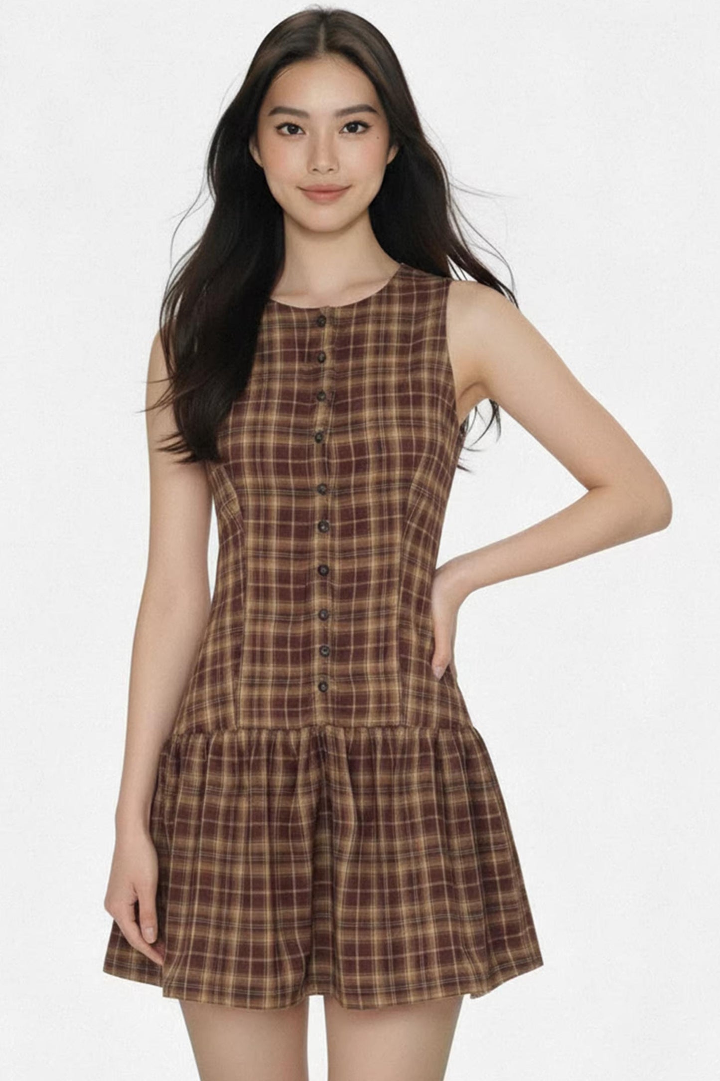 Retro Plaid Vest Dress