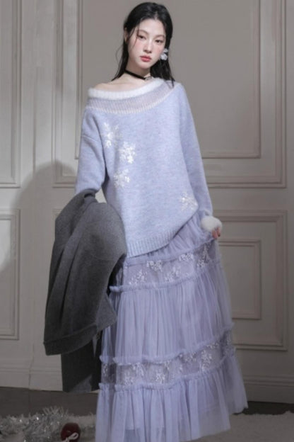 Snowflake Sequin Pullover Sweater