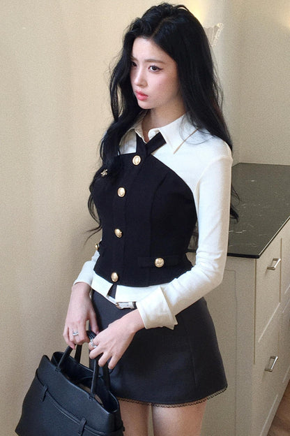 Elegant Color-Blocking Top