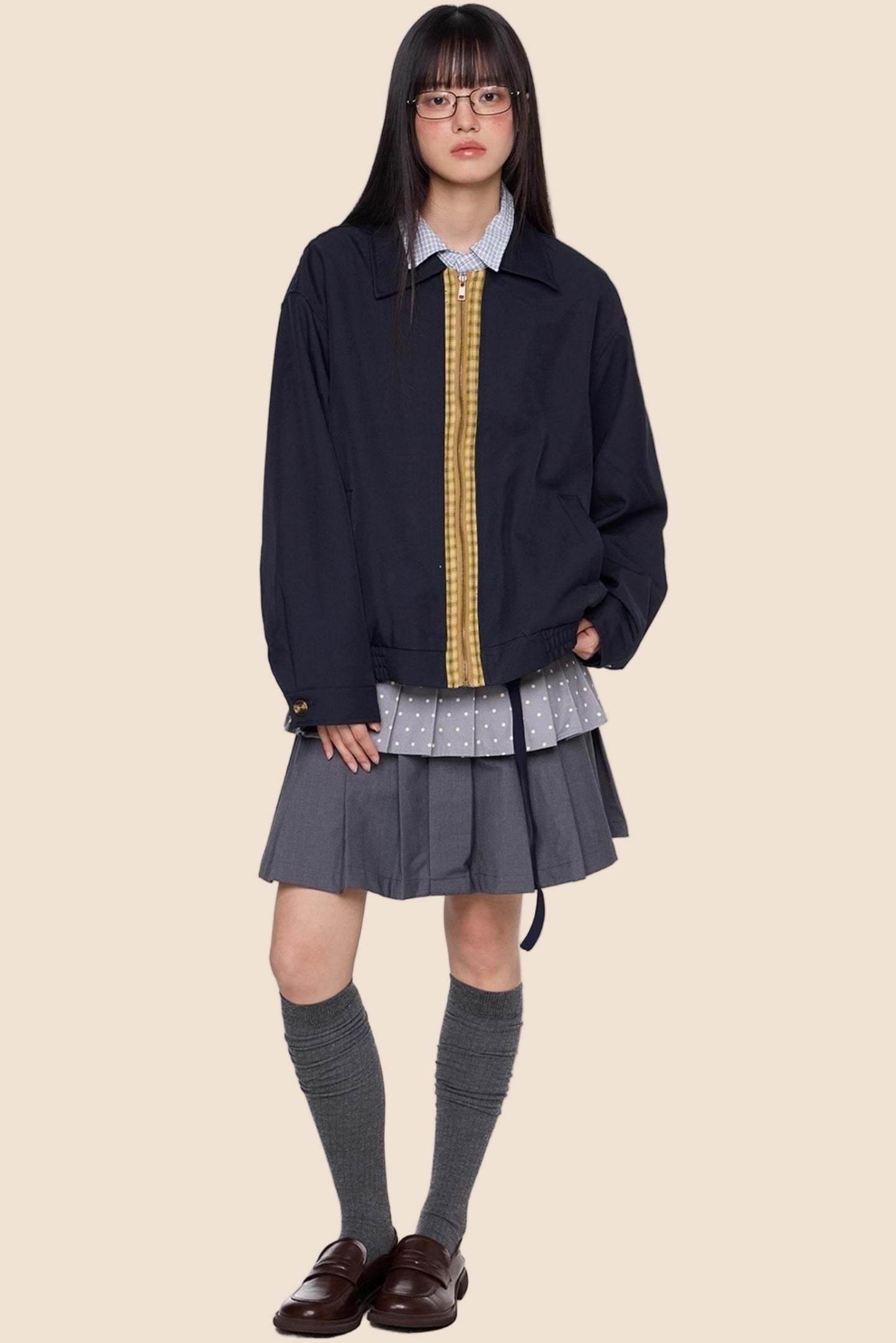 Vintage Contrast Lapel Jacket