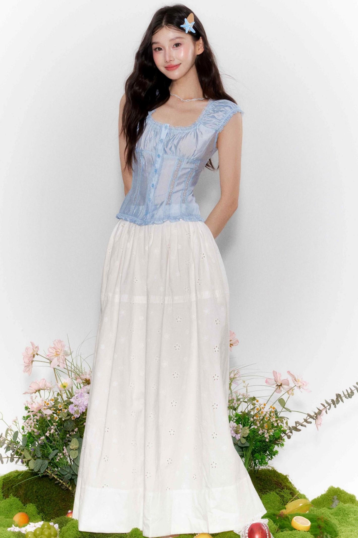 Lace One-Shoulder Top With Skirt Set-Up