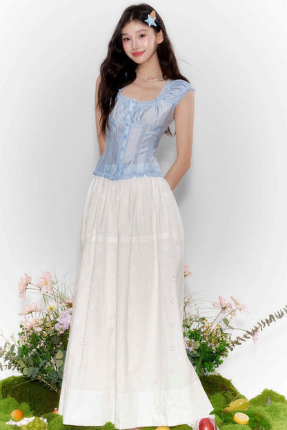 Lace One-Shoulder Top With Skirt Set-Up