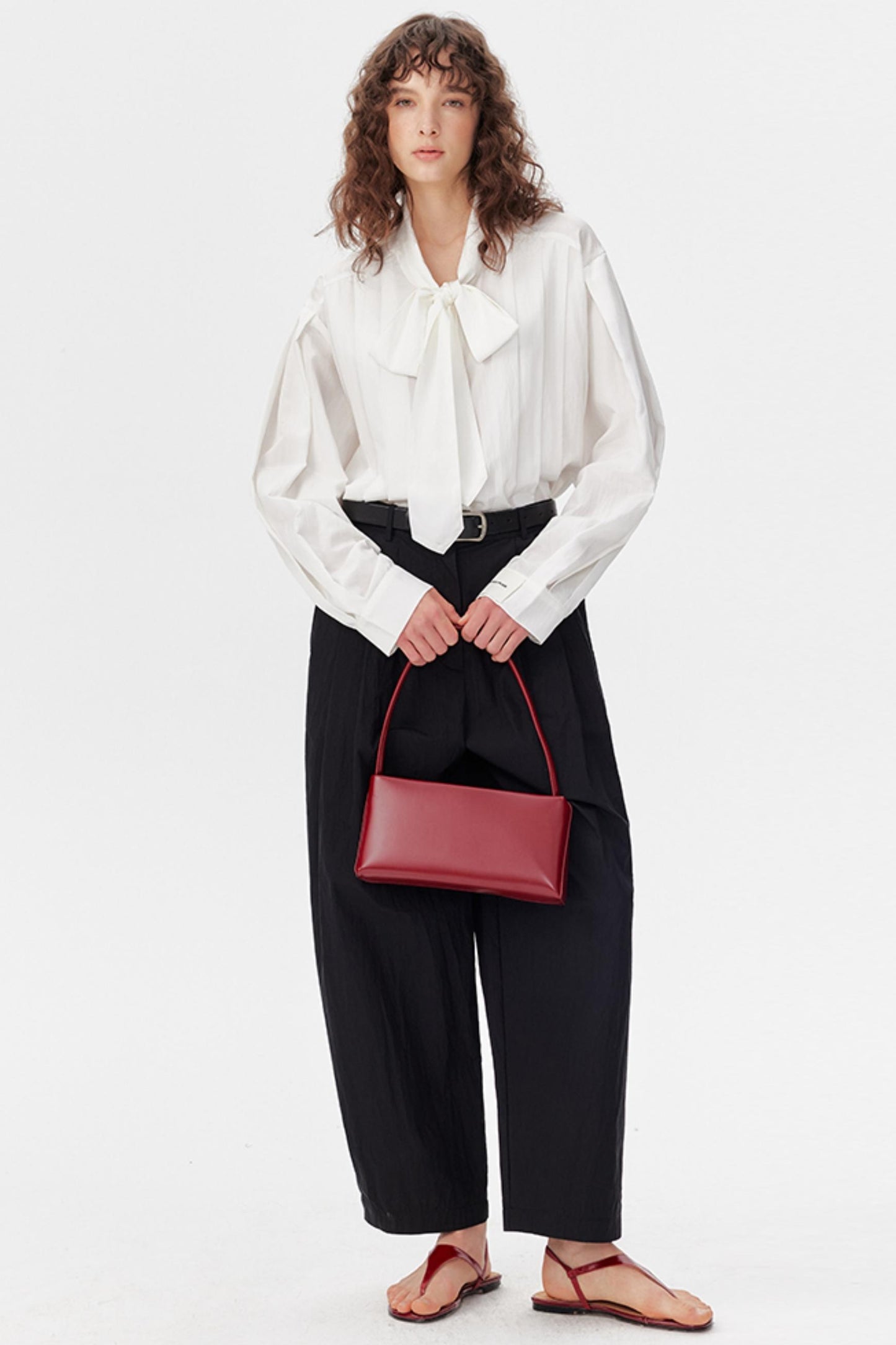 Pleated Bow Tie Shirt
