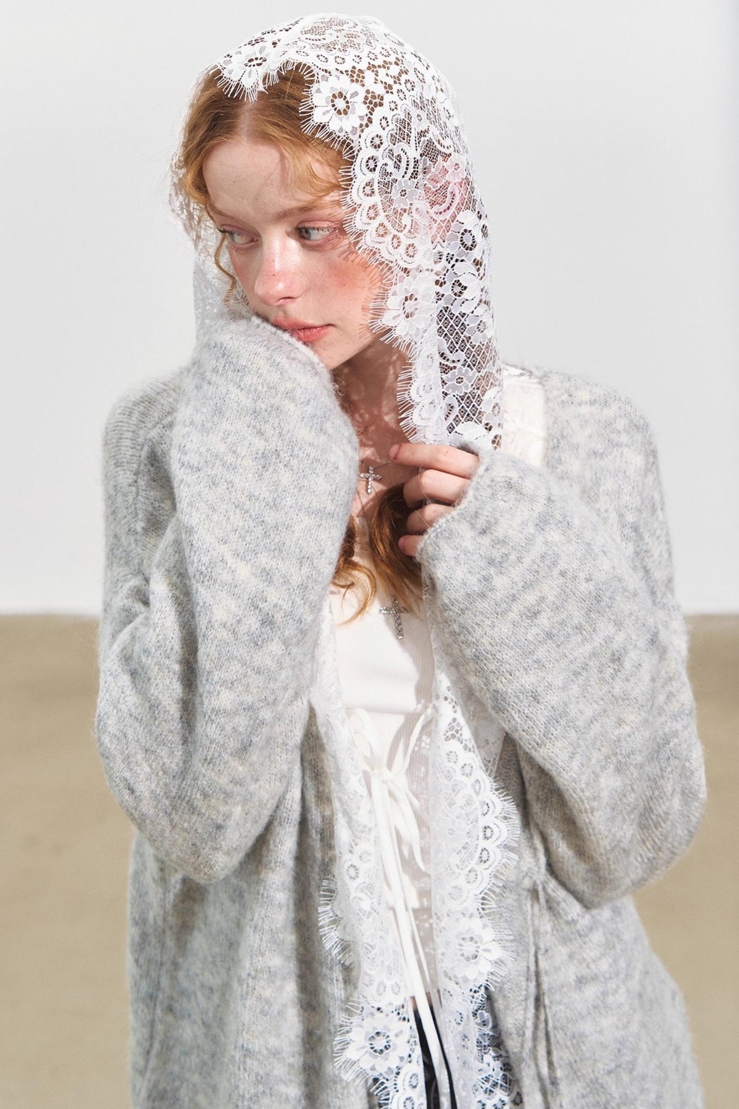 Hooded Panelled Lace Cover-Up Outer