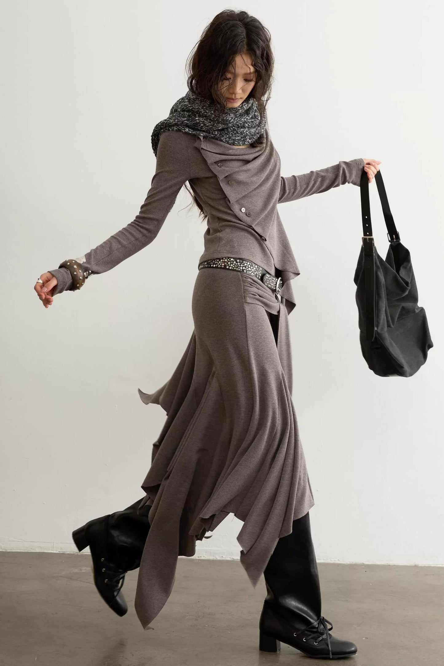 Classical Pleated Patchwork Skirt Set-Up