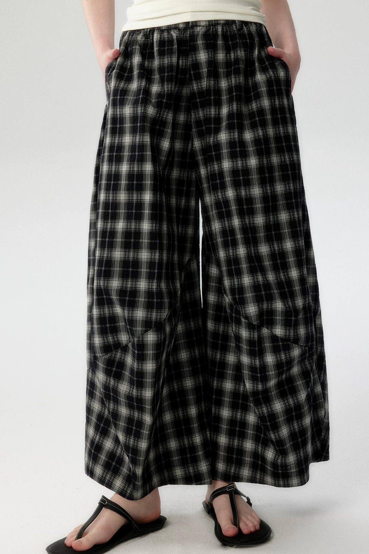 Elegant Plaid Lantern Pants