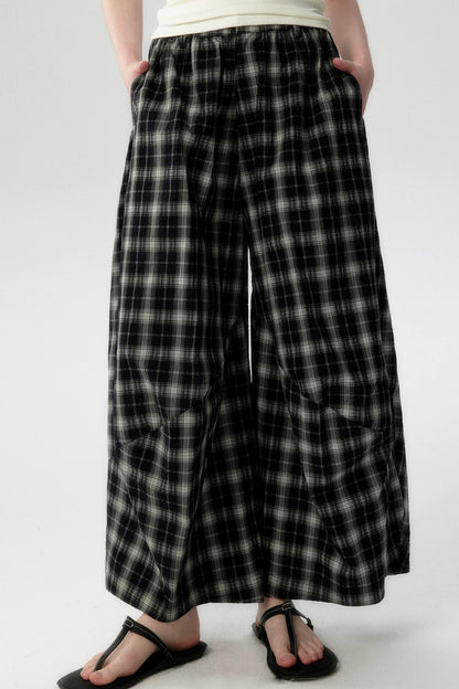 Elegant Plaid Lantern Pants