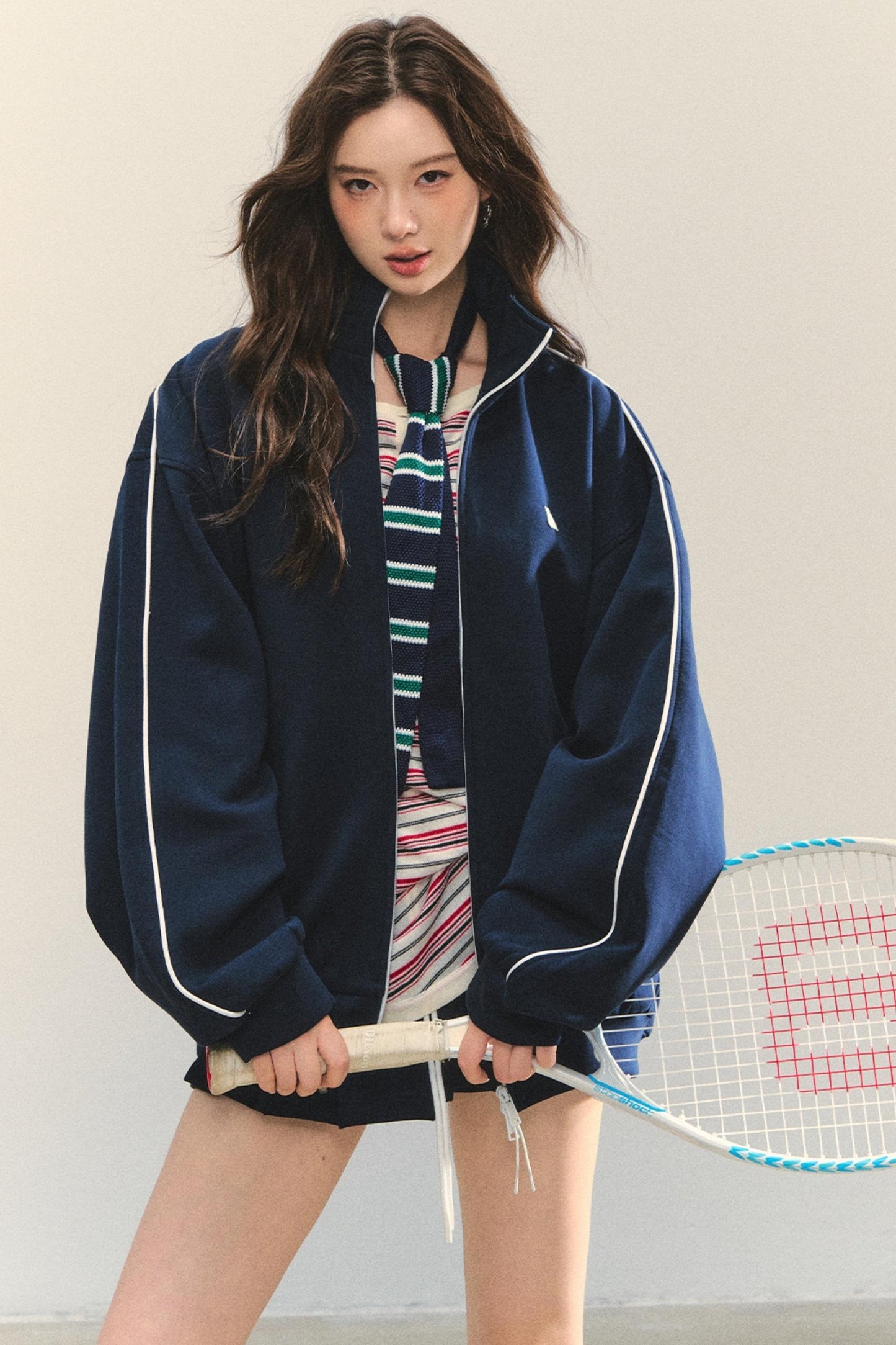 College Style Zipper Two-Piece Set-Up