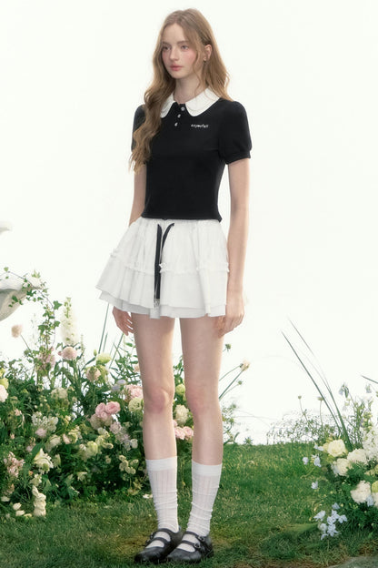 Slim Waist Cropped Polo Shirt