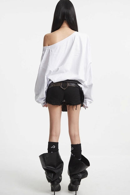 Slanted Shoulder Sweatshirt