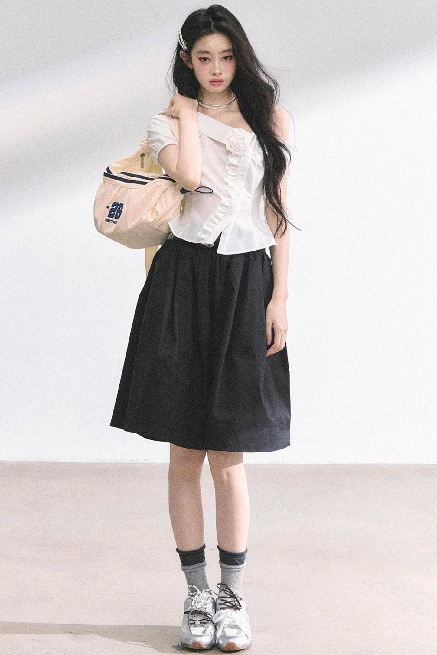 White Gardenia Lace Off-the-Shoulder Shirt