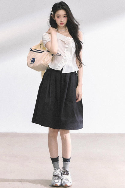 White Gardenia Lace Off-the-Shoulder Shirt