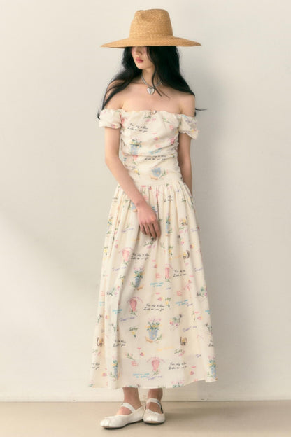 One-Shoulder Pleated Summer Dress