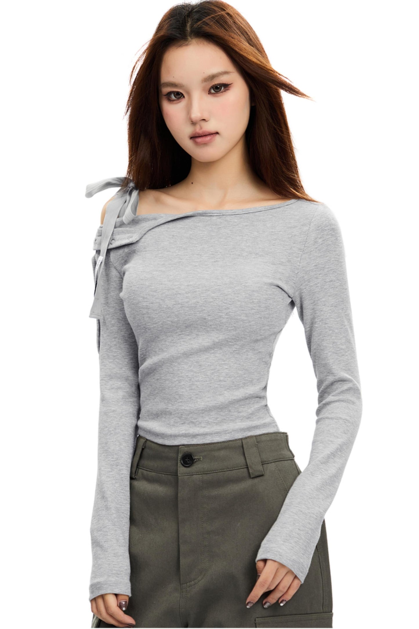 Off-Shoulder Long Sleeve Layered Top