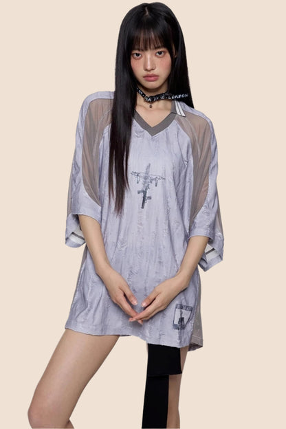 Slouchy Gray V-Neck Tee