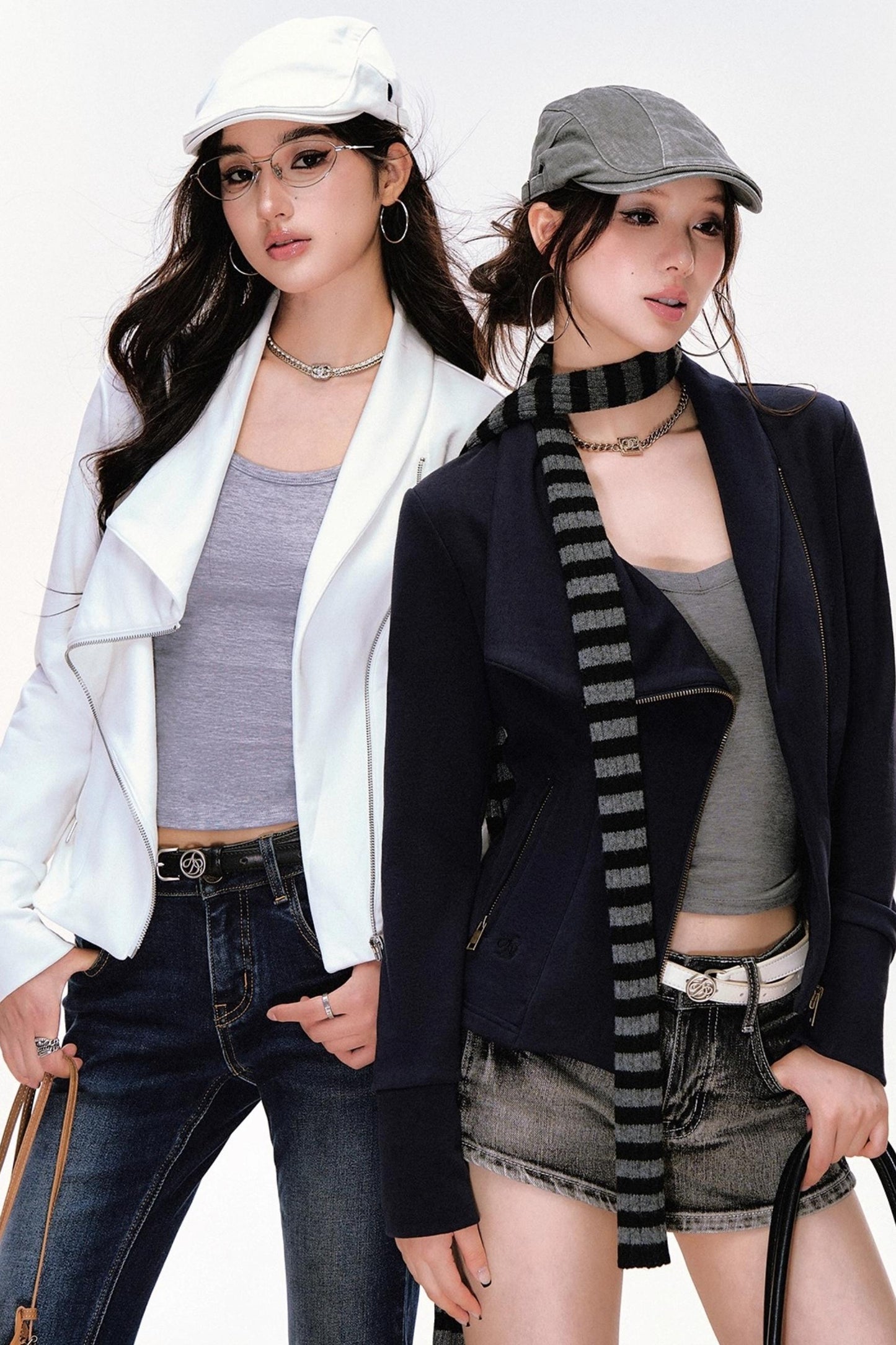 Lapel Diagonal Placket Short Jacket