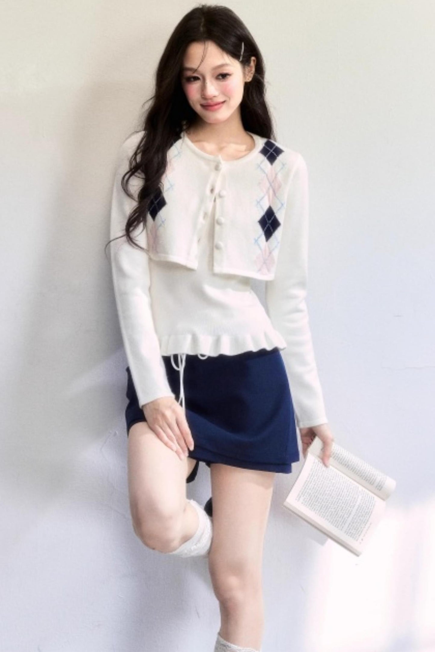 Geometric Quilted Cardigan Set