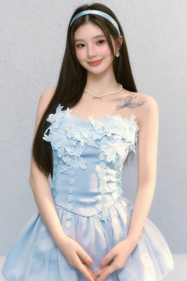 Embroidered Roses Two-Piece Skirt Set-Up