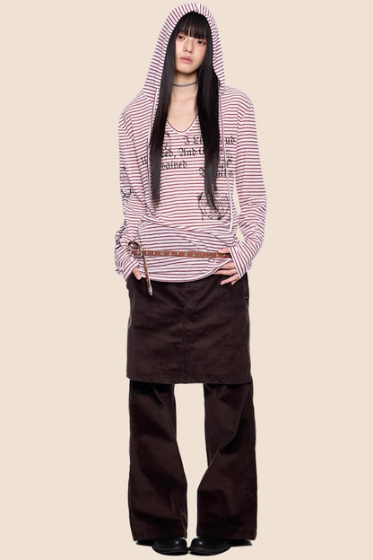 Striped Hooded Retro T-Shirt