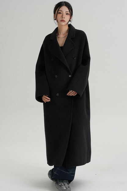 With Suit Collar Long Woolen Coat