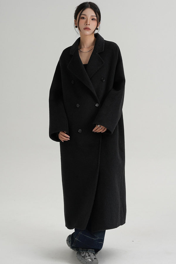 With Suit Collar Long Woolen Coat