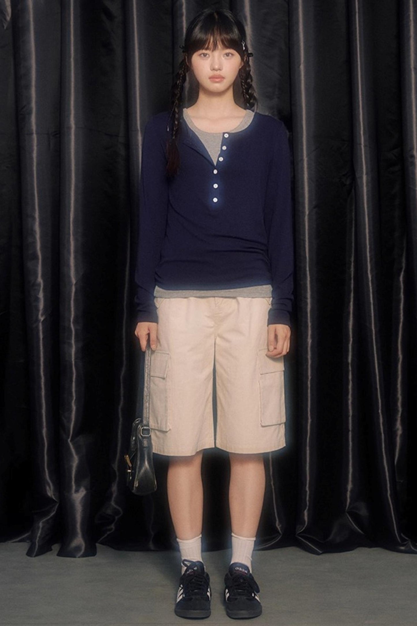 Open Front Long-Sleeved T-shirt & Vest Set-Up