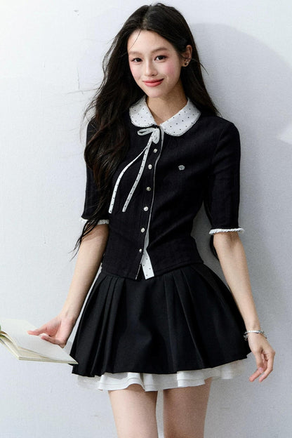 Brown Sugar Doll Collar Cardigan Top Set-Up