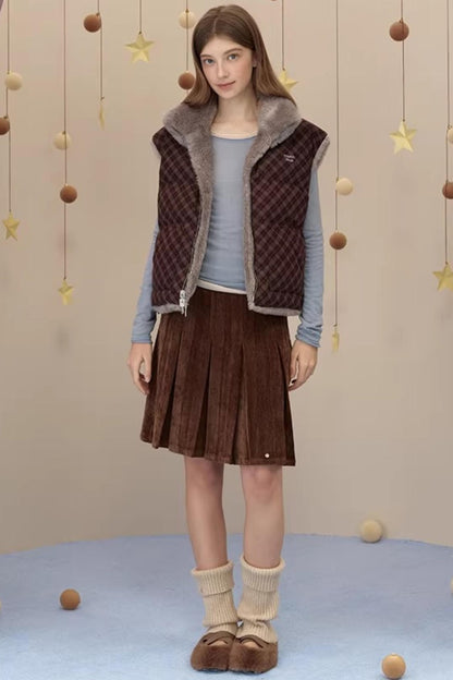 Reversible Suede Pleated Skirt