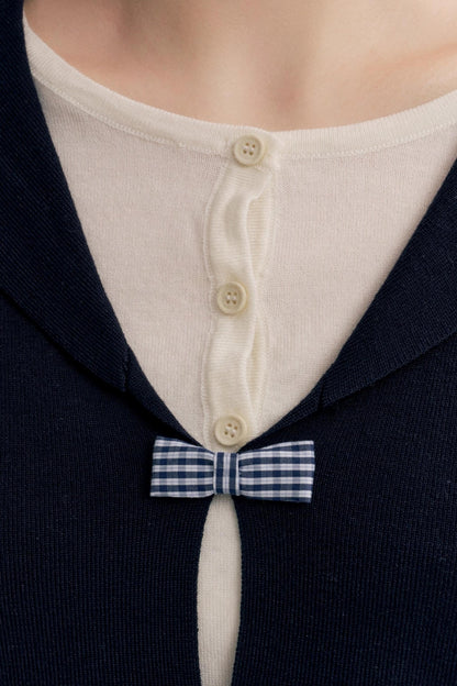 Navycore Check Knitted Cardigan