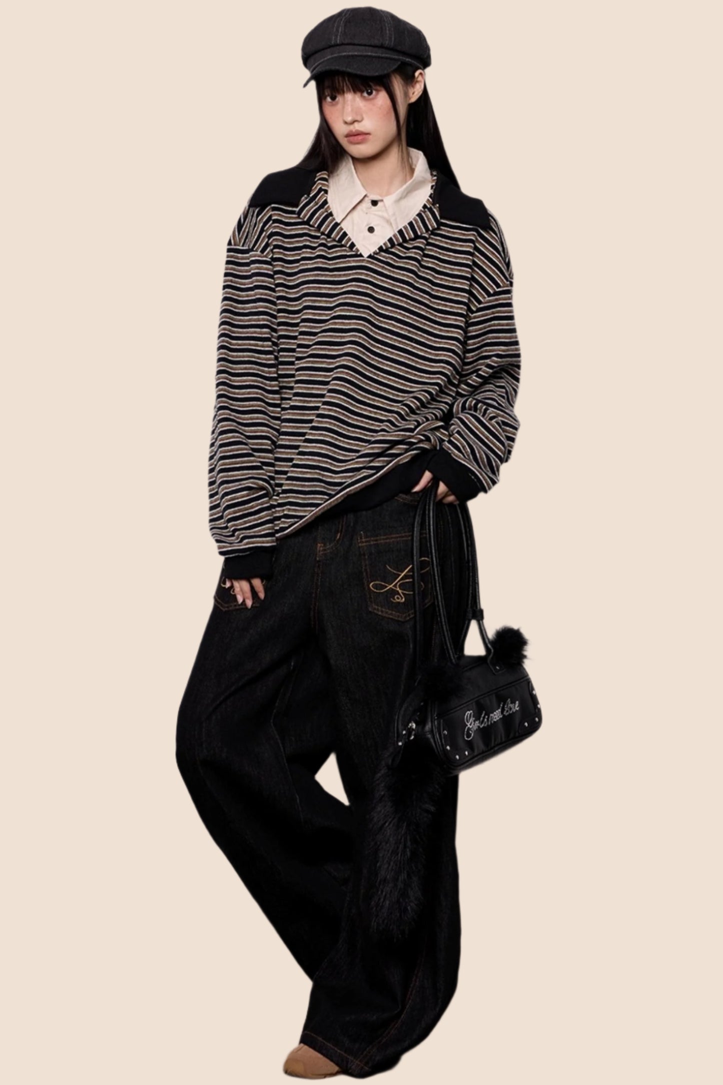 Casual Cow Color Embroidered Jeans