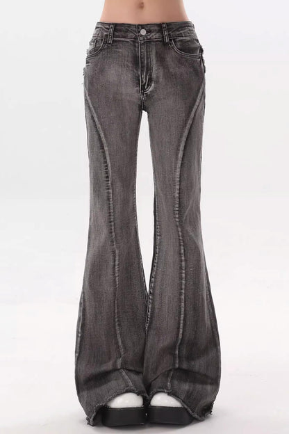 Black and Gray Flared Pants