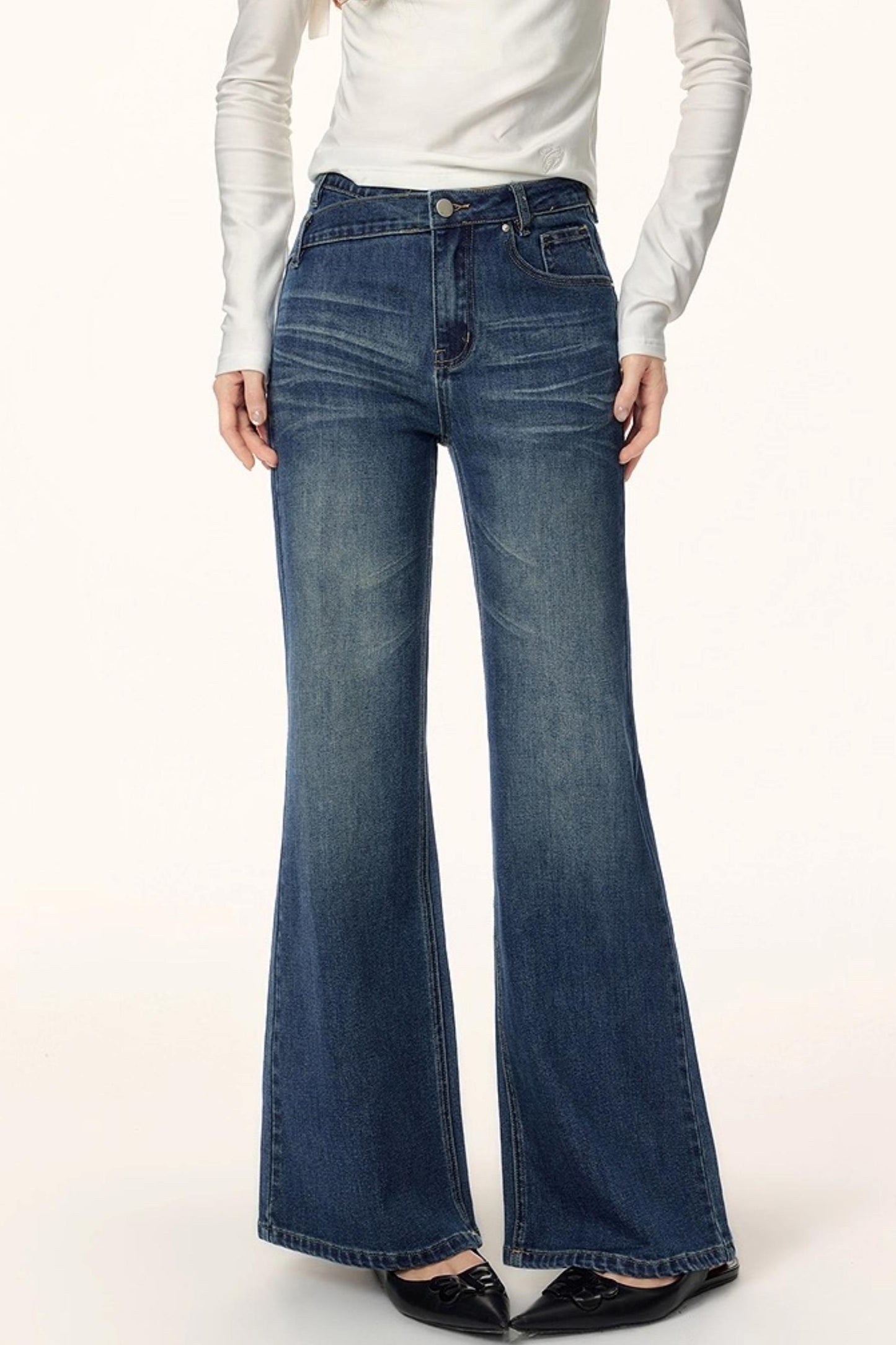 Washed Texture Flared Pants