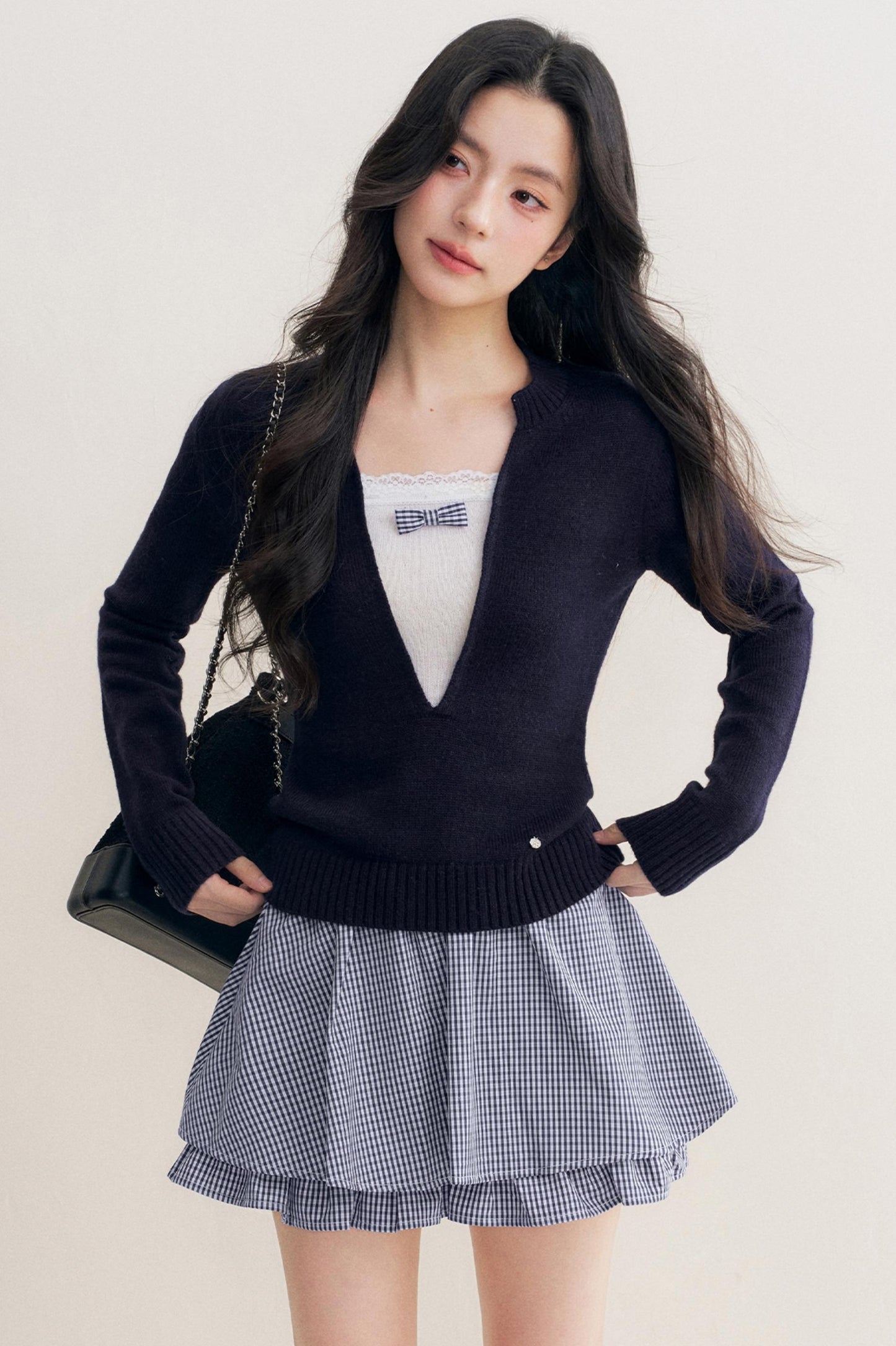 Elegance Bow Accent Skirt Set-Up