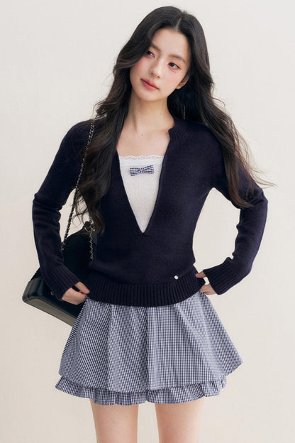 Elegance Bow Accent Skirt Set-Up