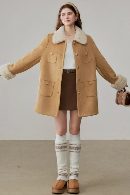 Fur Integrated Suede Winter Jacket