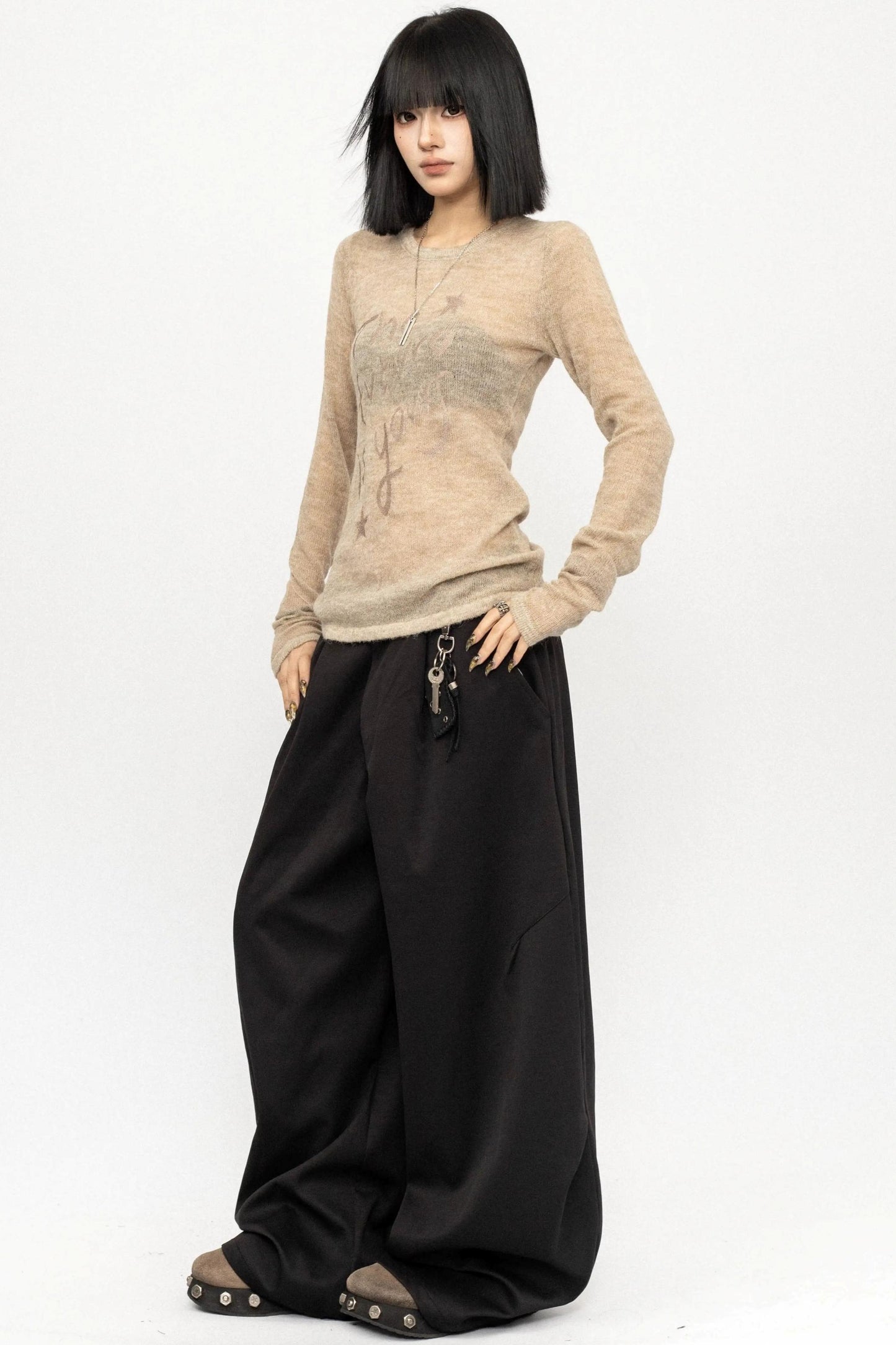 레트로 슬림핏 블라우스 탑