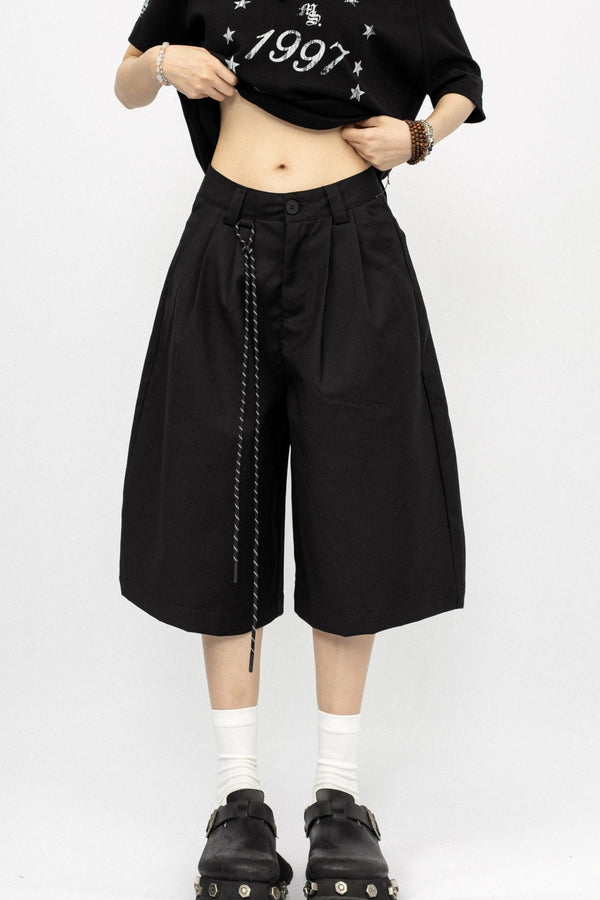 Casual Black Loose Shorts